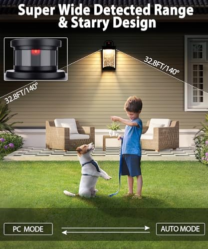 Lamomo Outdoor Wall Lights, Security Motion Sensor Lights Outdoor with LED Integrated, 1200 Lumen Dusk Till Dawn Outside for Porch, 13W, Modern, Black, Energy Saving