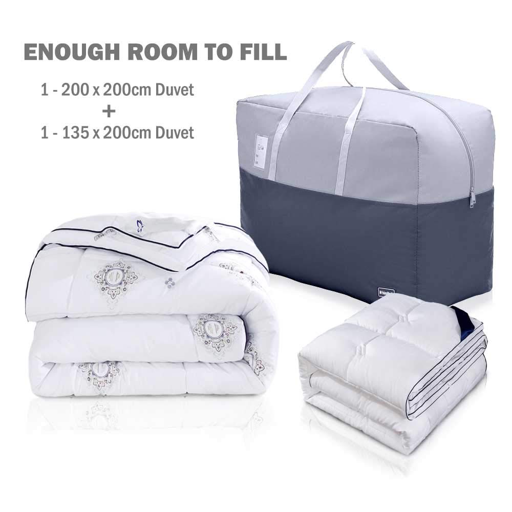 75L Clothes Storage Bags with Zips, 2 PCS Oxford Cloth Duvet Storage Bag King Size, Breathable Underbed Storage Bags for Clothes, Quilt, Blankets