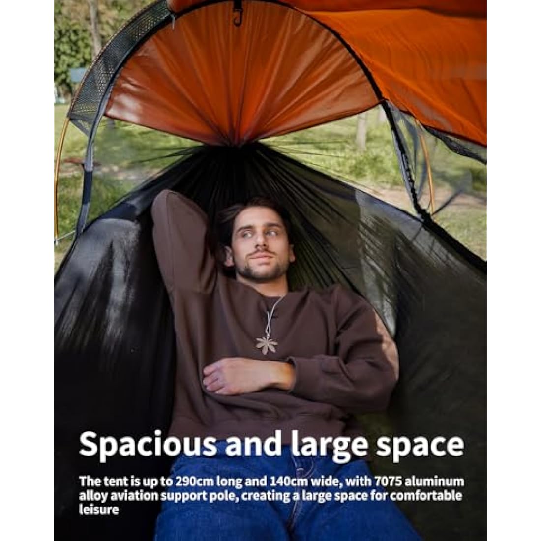 Travel Bird Camping Hammock Tent with Mosquito Net and Sunshade, 290 * 140CM Extra Large Space, Multi-mode Lightweight Hanging Hammocks Tree Straps Swing, Ground Tent for Outside, Hiking