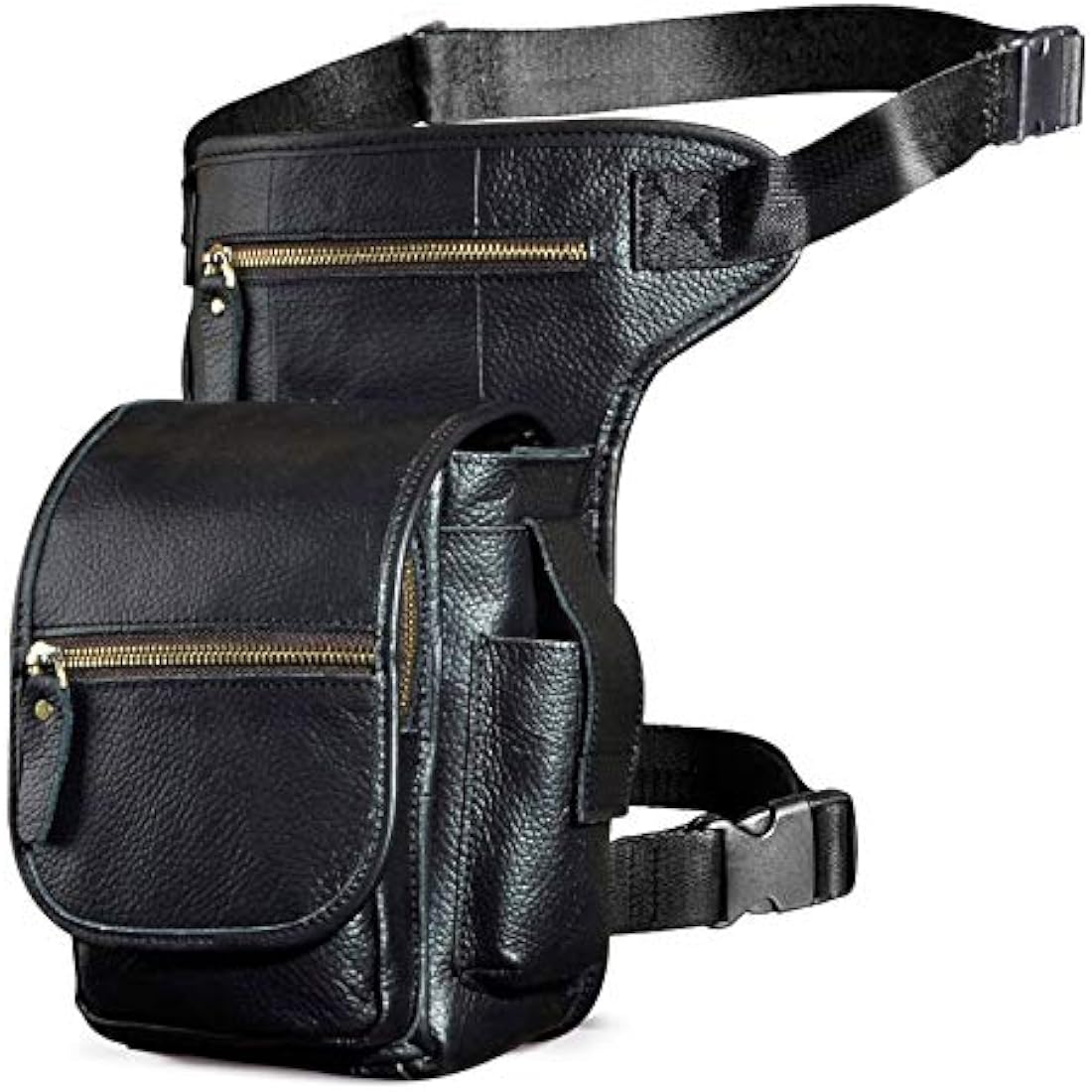 Le'aokuu Mens Genuine Leather Messenger Riding Hip Bum Waist Pack Drop Leg Cross Over Thigh Bag