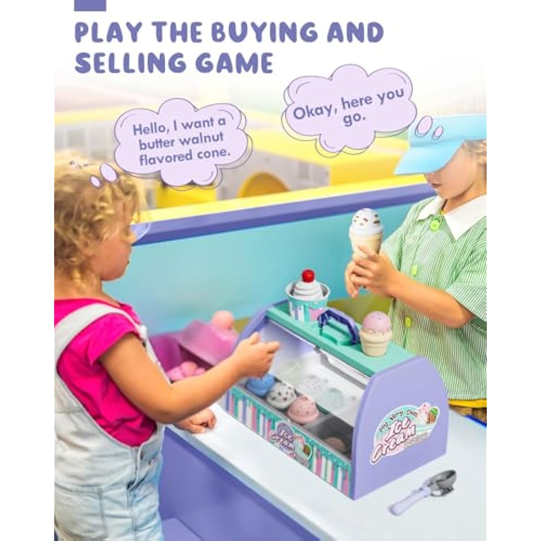 Lehoo Castle Ice Cream Toys for Kids, Ice Cream Toy for Girls and Boys Age 3+, Toy Ice Cream Set, Ice Cream Shop Role Play Kids Toy Food Gift for 3 Year Old Boy or Girl, XG3-1, Purple