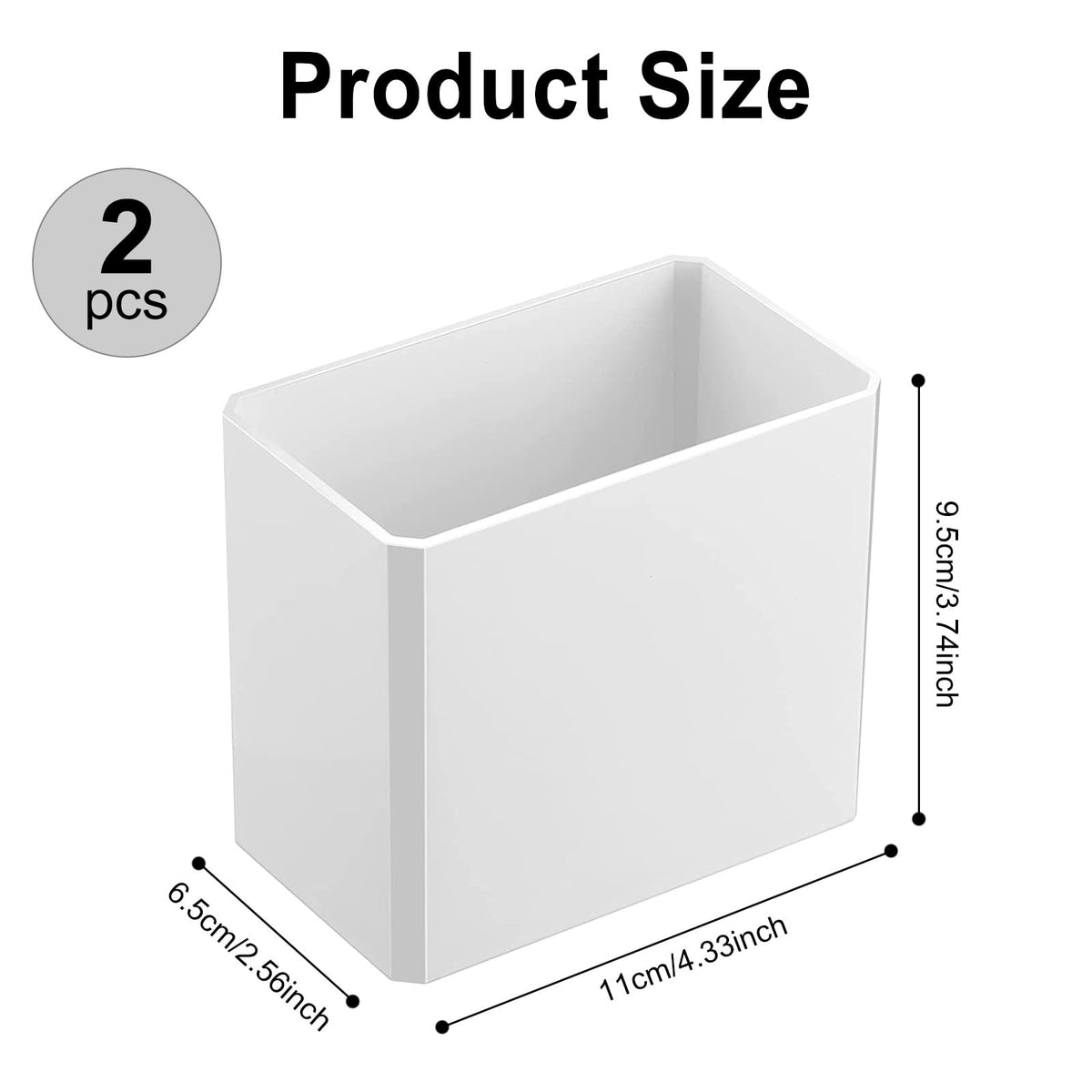 DearCal 2 PCS Wall Mounted Storage Boxes, Self-adhesive Plastic Holders, No Drilling Hanging Storage Containers Makeup Organizer Shelf for Bathroom