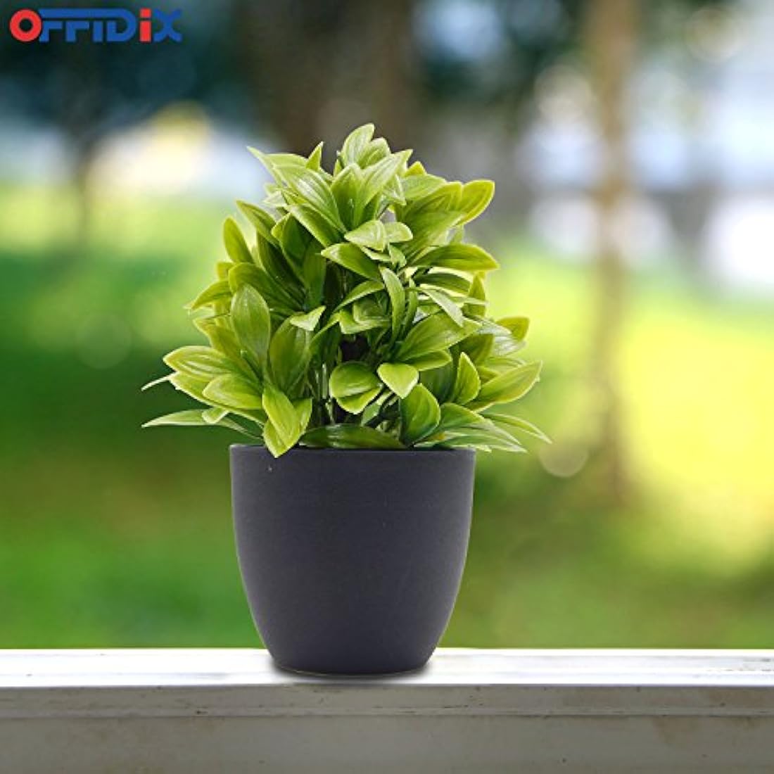 OFFIDIX Mini Plastic Eucalyptus Artificial Plants with Vase for Office desk, home and friends’ gift Fake Plant with Plastic Pots for Home Decoration (Green)