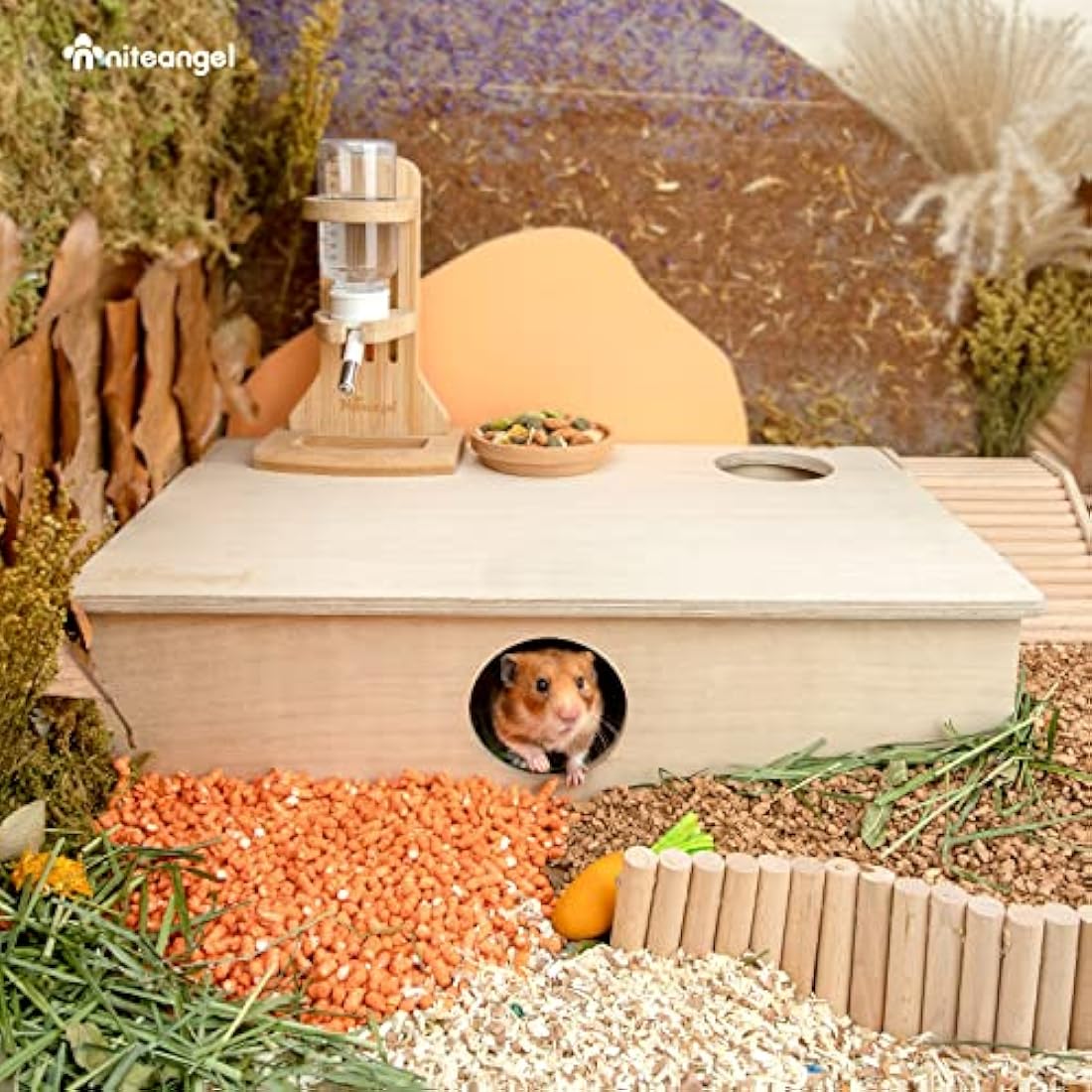 Niteangel Multi-Chamber Hamster House Maze - Multi-Room Hideouts & Tunnel Exploring Toys for Hamster Gerbils Mice Lemmings(6-Room Large)