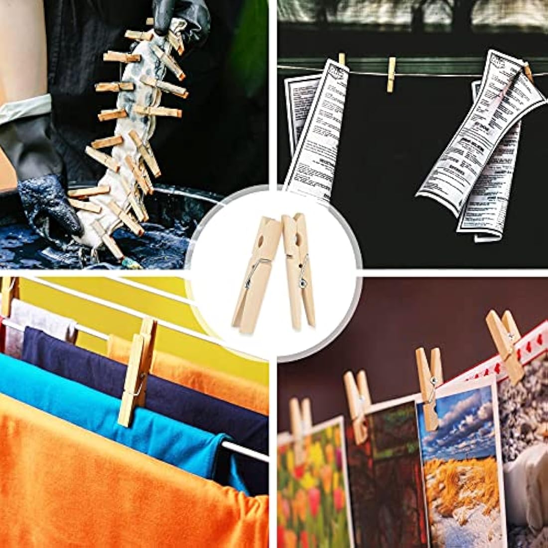 jijAcraft 100PCS Wooden Pegs 7.2CM: Clothes Pegs for Washing Line, Wooden Washing Peg for Arts and DIY Crafts, Strong Laundry Peg for Hanging Photo, Socks, Baby Clothes, Outdoor Indoor