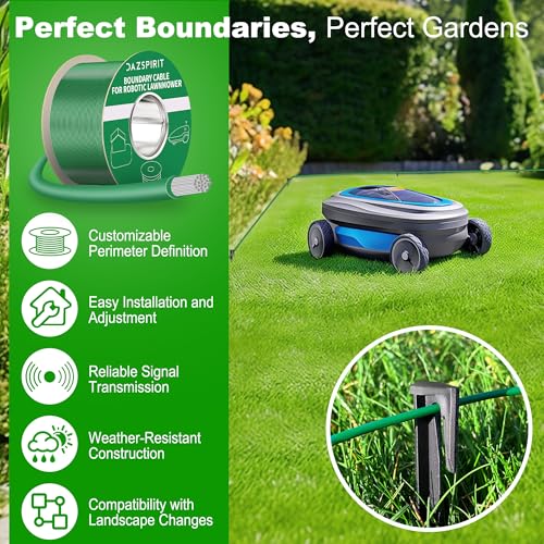 DazSpirit 150 m Boundary Cable + 100 Pegs + 20 Cable Connectors + 10 Connection Terminals for Robot Lawnmower, Garden Wire Accessory Set, Compatible