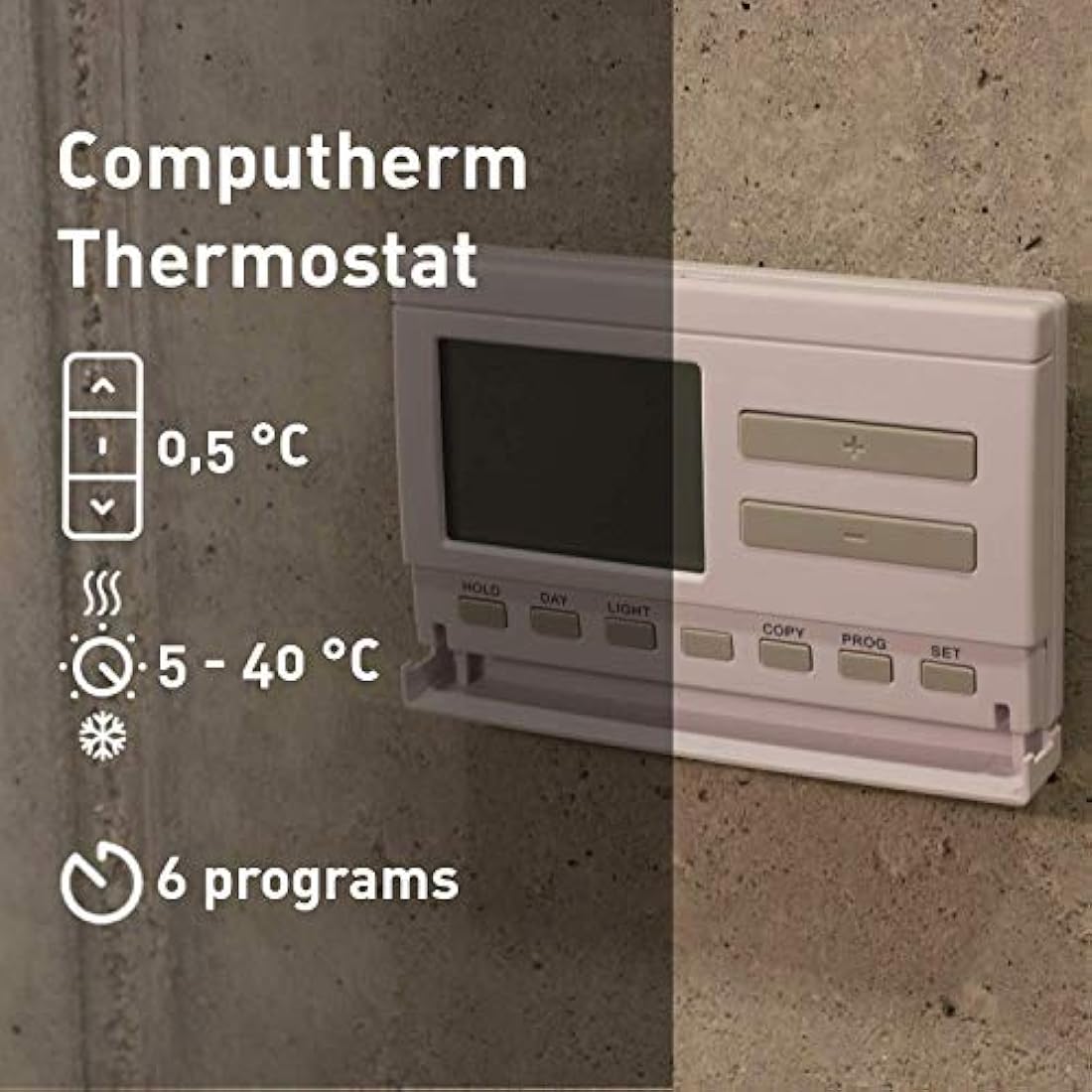 COMPUTHERM Q7RF Wireless Programmable Room Thermostat, Temperature Thermometer, Portable Thermostat, Economy & Comfort Mode