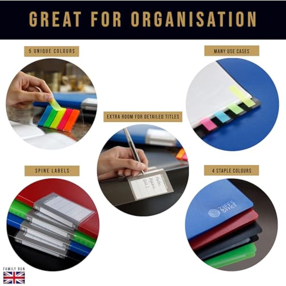 Ziffs Office® 4 x 30 Pocket A4 Display Folders - A4 Display Folders with Plastic Pockets - Display Book - Presentation Folders - 250 Sticky Labels Included - Project Folder - British Brand