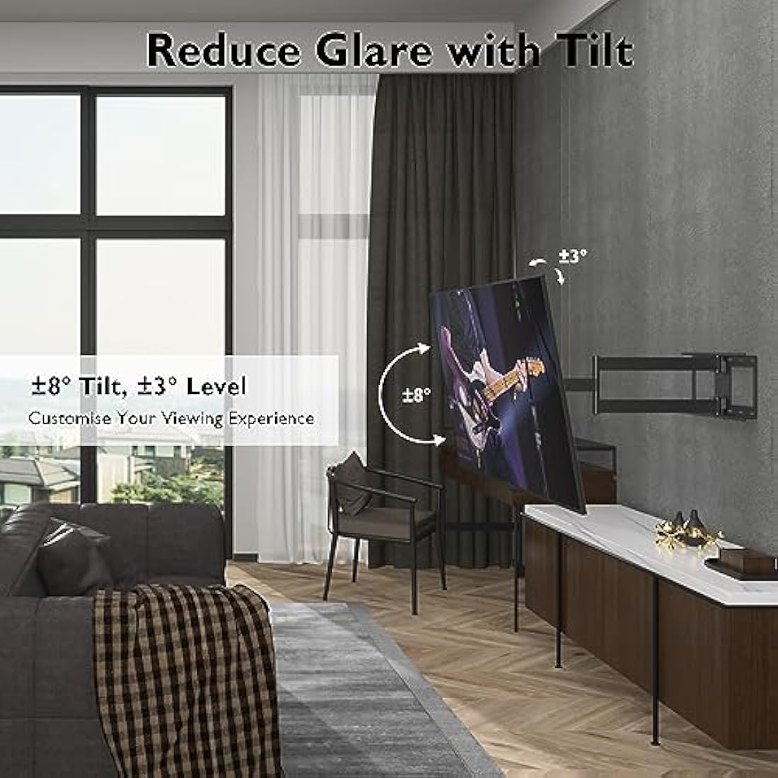 BONTEC TV Wall Bracket, Universal TV Wall Mount for 32-70 Inch, Extra Long Articulated Arm 850mm, Tilt Swivel Rotate Full Motion, VESA Wall Mount Max 400x400mm, 60kg Load