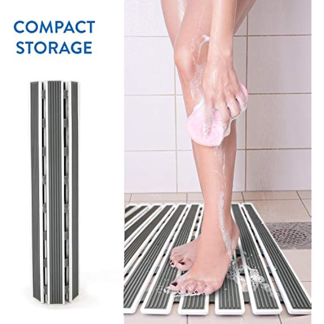 Tatkraft Bond Non-Slip Bath Mat, 62x40cm (24.4x15.7in), Fast Drying, Inside Shower/Bathtub Mat, Bathroom Floor Antislip Mat, PP frame and PVC anti-slip surface, 126 Strong Suctions Cups, Anti Mould