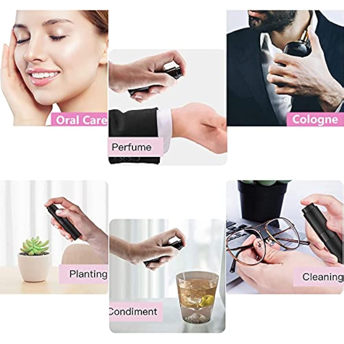 SONGQEE 8ml Travel Perfume Atomiser Refillable, Mini Refillable Perfume Bottle Aftershave Spray Bottle, Upgraded Perfume Atomizer Perfume Pod and Refill Pump for Outdoor Traveling (Black+1 Dropper)