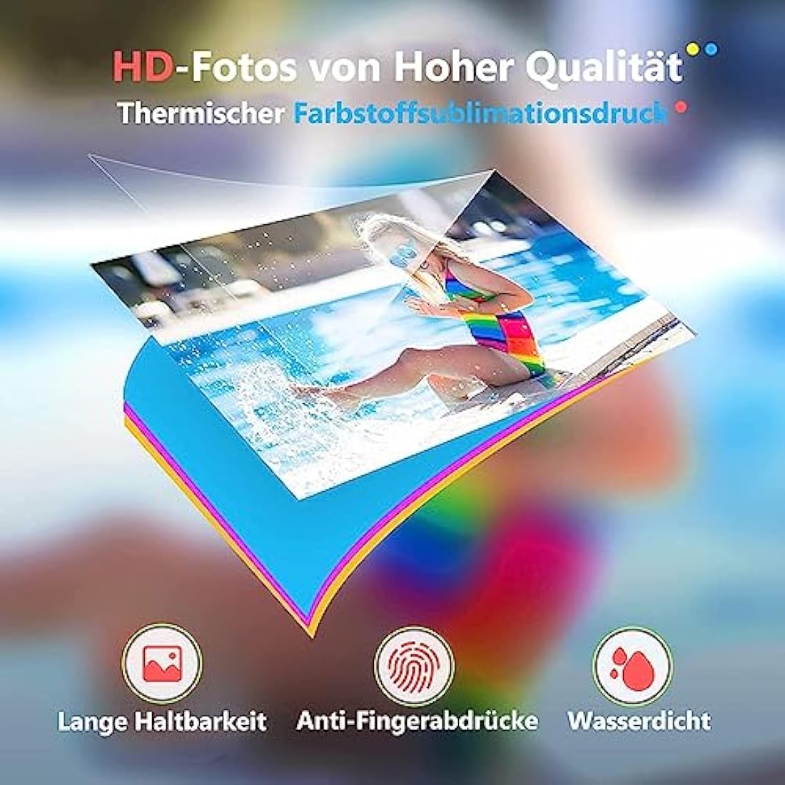 Liene Amber M100/M200, 80 Fogli di Carta Fotografica e 2 Cartucce, 4 x 6 Carta Stampante Fotografica, 100 x 148 mm Carta Fotografica a Sublimazione Termica, Impermeabile/Antiossidante
