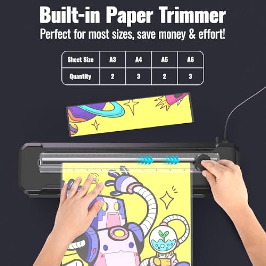 Laminator A3 with Paper Trimmer and Laminating Pouches, Anti-Jam Technolog | Thermal and Cold Large Laminator Machine, 90s Fast Preheat Laminating Machines for A3/A4/A5/A6 Home Office School Use