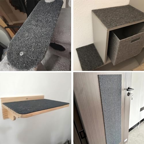 MIAOGE? 78.7"x15.7" Trimmable Self-Adhesive Scratch Mat, Cat Scratching Carpet, Cat Tree Replacement (Dark Gray-2PCS)