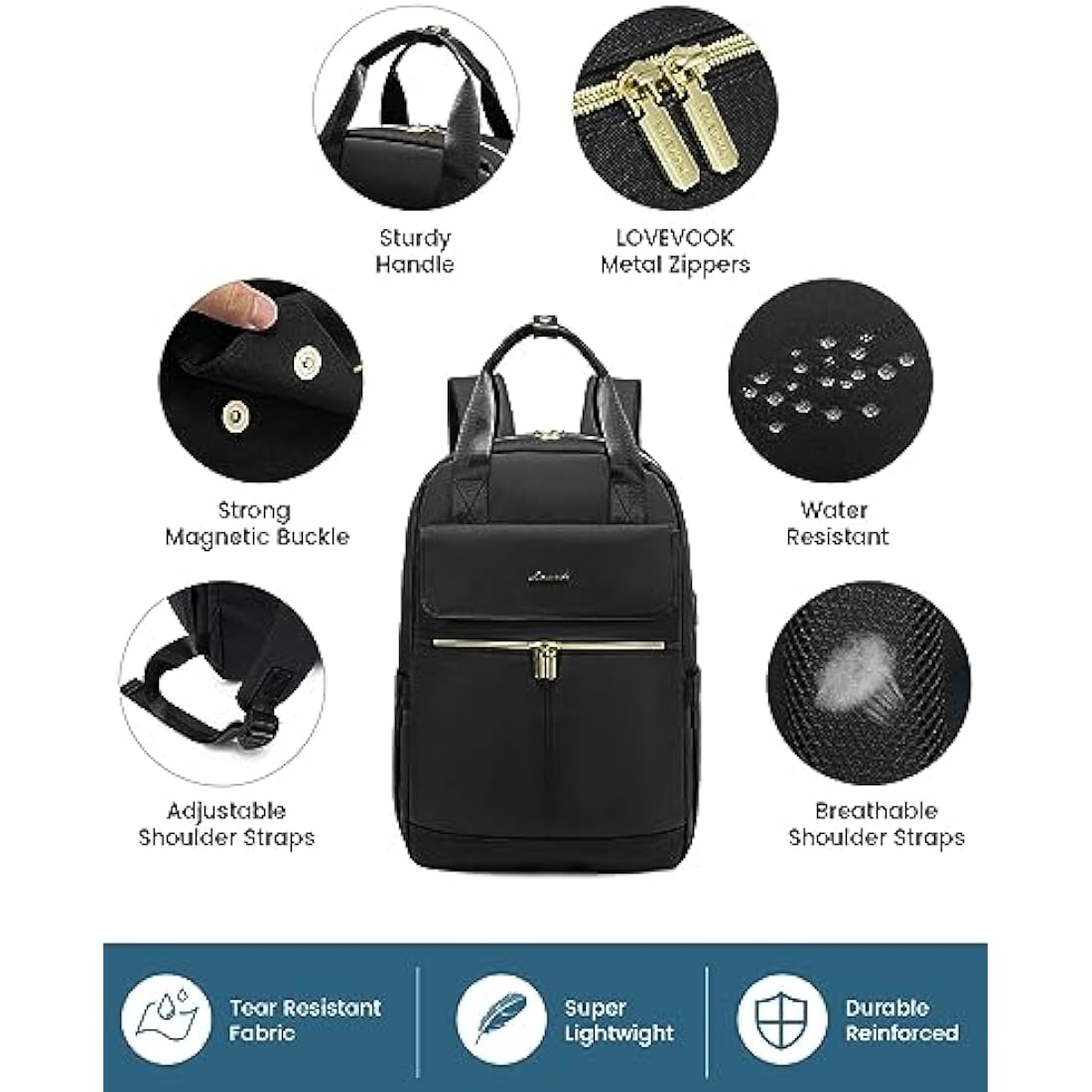 LOVEVOOK Laptop Backpack for Women, 17.3 Inch Large Rucksack Bag for Womens, Lightweight School Bag Travel Backpack with USB Port, Casual Daypacks Back Pack for School College Work, Black