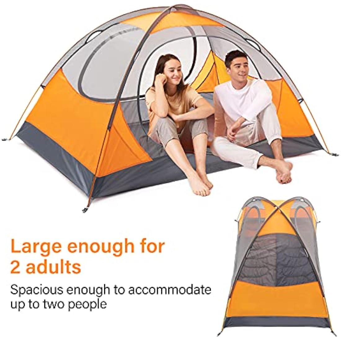 BISINNA 2 Man Camping Tent Waterproof Windproof Two Doors Lightweight Backpacking Tent Easy Setup Double Layer Outdoor Tent for Family Camping Hunting Hiking Mountaineering Travel