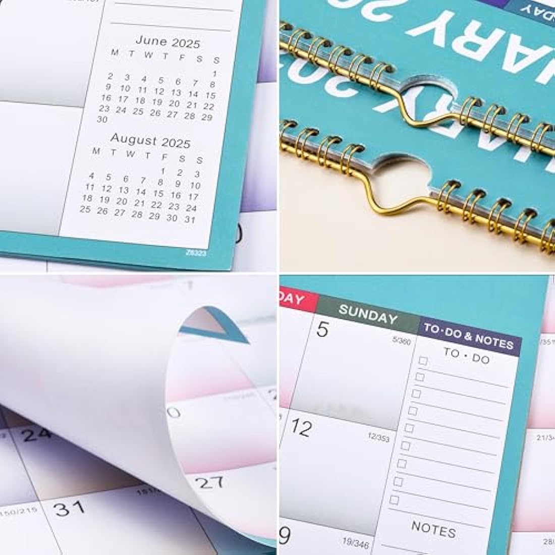 Calendar 2025-2026 - Wall Calendar 2025-2026 with Thick Paper, 2025-2026 Calendar, July 2025 - December 2026, calendar month to view, Twin-Wire Binding Hanging Hook Large Mixed Color Ruled Blocks