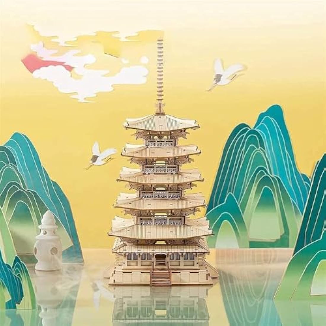 ROWOOD 3D Wooden Puzzle Five-storied Pagoda, Japanese Temple Model Kit for Adults to build, DIY Wooden Model Building Construction Craft Kits, Ideal as Christmas And Birthday Gift