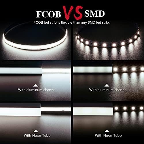 BTF-LIGHTING FCOB Flexible High Density LED Strip 1M 528LEDs/M Natural White 14W/M 24V 10mm Dimmable Malleable FOB COB LED Light Tape for Bedroom Kitchen Home Interior Decoration(Only Strip)