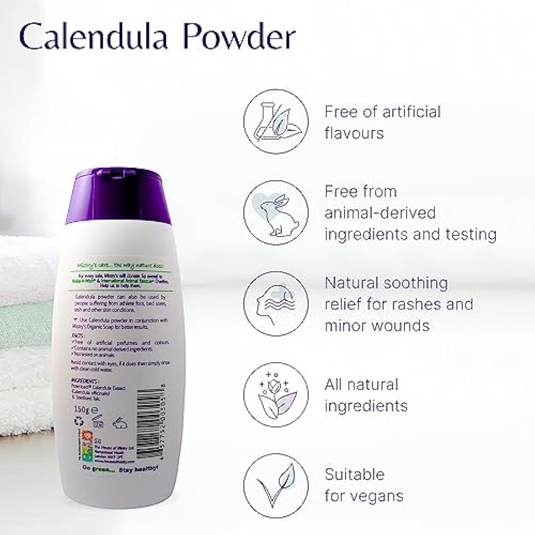 Mistry's Calendula Powder 150g - Natural Plant Based Powder for Wounds and Skin Irritation - Additive Free, Vegan