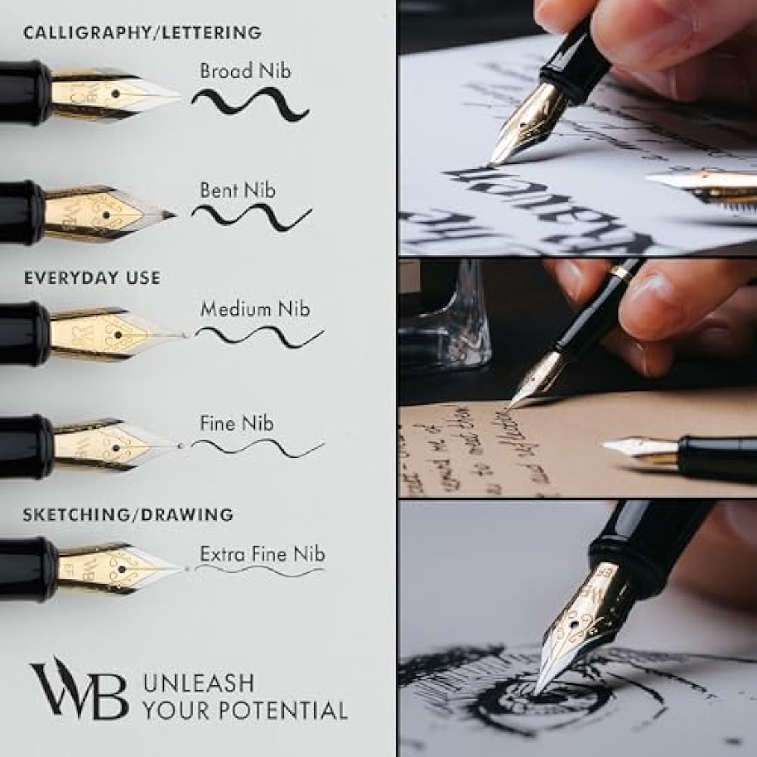 Wordsworth & Black Fountain Pen Set, 18K Gilded Fine Nib, Includes 24 Pack Ink Cartridges, Ink Refill Converter & Gift Box, Gold Finish, Calligraphy, [Racing Green], Perfect for Men & Women