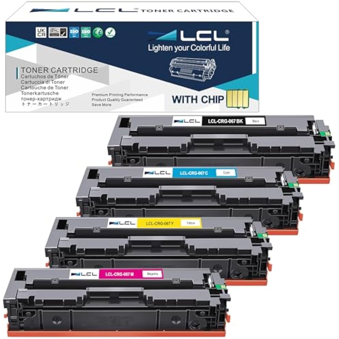 LCL 067 Toner Cartridge Replacement for Canon 067 067H Replacement for Canon i-SENSYS LBP631Cw LBP633Cdw MF651cw MF655Cdw MF657Cdw (4 Pack Black Cyan Magenta Yellow)
