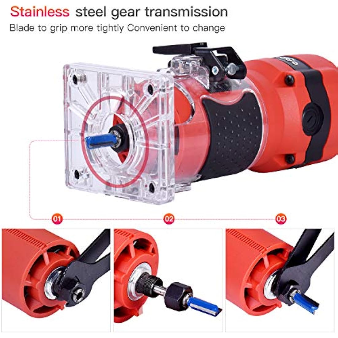CtopoGo Compact Wood Palm Router Tool Hand Edge Trimmer Woodworking Joiner Cutting Palmming Tool 30000R/MIN 800W 220V with 12PCS 1/4" Router Bits