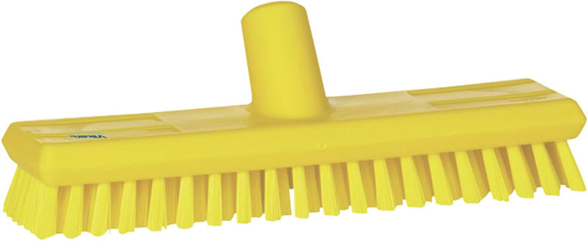 Vikan 70416 Stiff Bristle Deck Scrub, 10-3/4" Polyester, Yellow