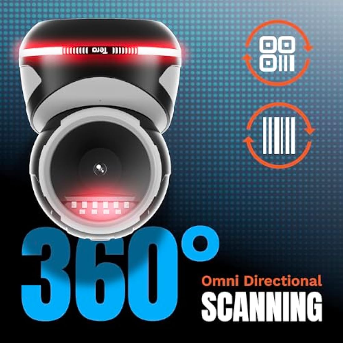Tera Barcode Scanner Handsfree Omnidirectional: Pro Version Desktop 1D 2D QR USB Wired Adjustable Angle Plug and Play Bar Code Reader for POS Supermarket Retail Store Mobile Payment Model 9800 White