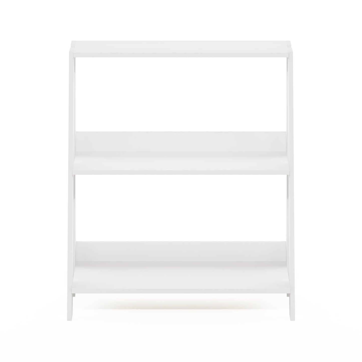 Furinno LADDER Shelf, 3-Tier Ladder Book Shelf, Bookcase, Storage Shelves, Storage Rack, for Organization and Storage, Living Room, Home Office, White