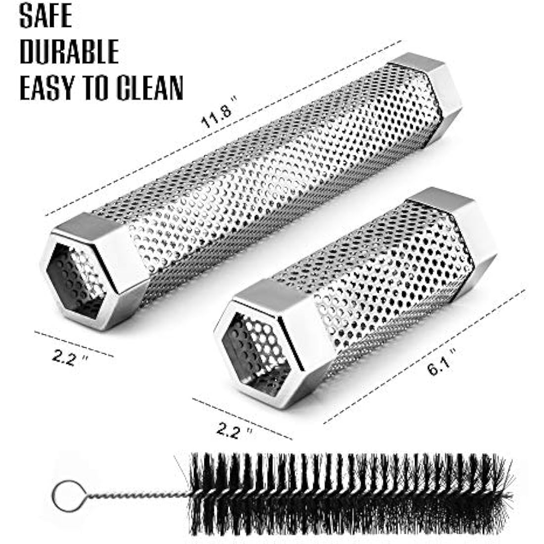 BEWAVE Pellet Smoker Tube for All Grill Electric Gas Charcoal or Smokers Hot/Cold Smoking, Free Tube Brush, 15&30 CM
