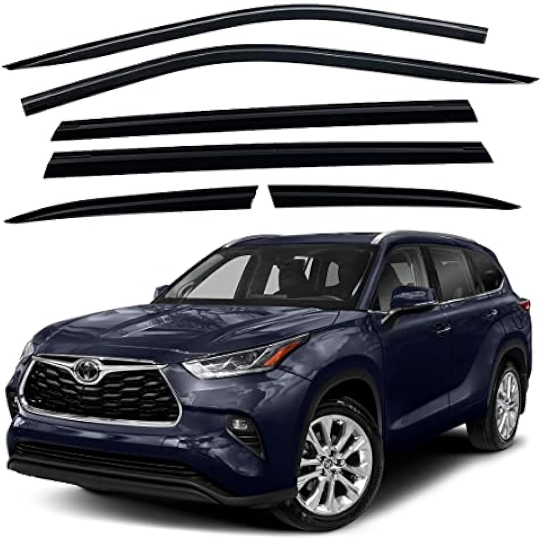 AUTO CLOVER Wind Deflectors Set for Toyota Highlander 2021+ (6 pieces)