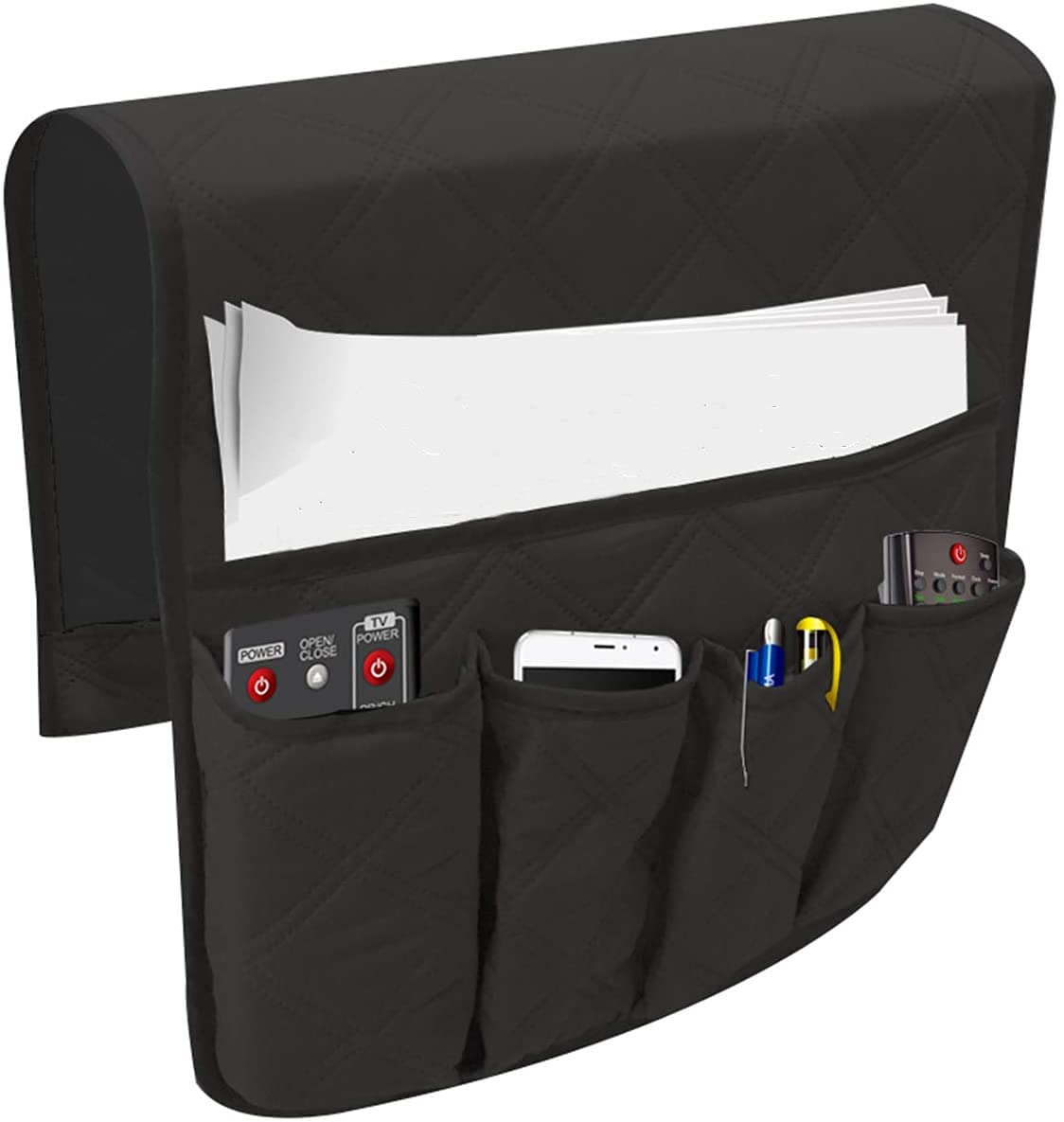 Bkrdty Armrest Storage Organizer Anti-Slip Sofa Couch Chair Armrest Organizer 90 * 33cm 5 pockets Couch Chair Organizer Holder for TV Remote Control