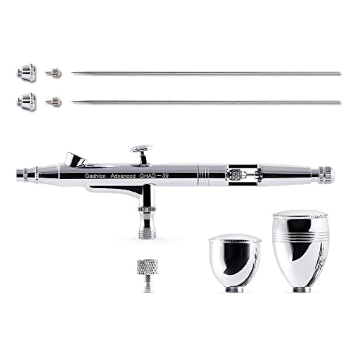 Gaahleri Airbrush Kit, Airbrush Gun Dual-Action Gravity 1/2 & 1/4 oz Fluid Cup, 0.35 & 0.5 mm Needle, Cost-Effective Air Brush Set Makeup Nail Art