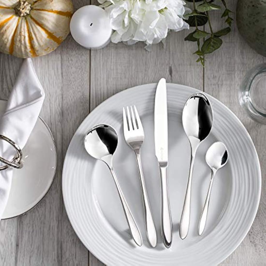 Viners Eden 24 Piece Elegant Mirror Polished Stainless Steel Flatware Gift Box, Silver