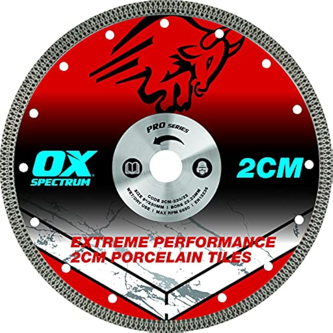 OX Pro 2CM Porcelain Cutting Blade - 180/25.4/22.23mm