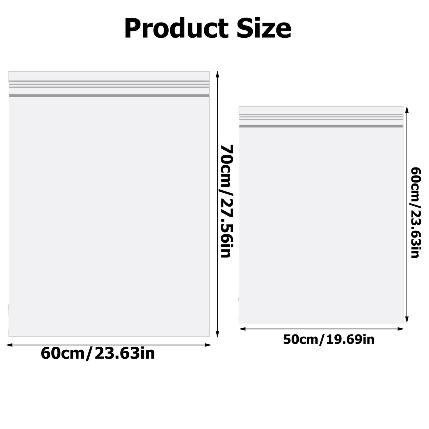 ATB-Foger Large Sealable Plastic Bag 60×70 CM,60x50cm Large Ziplock Bags for Clothes Travel Storage Reusable Waterproof for Down Jackets Sweater