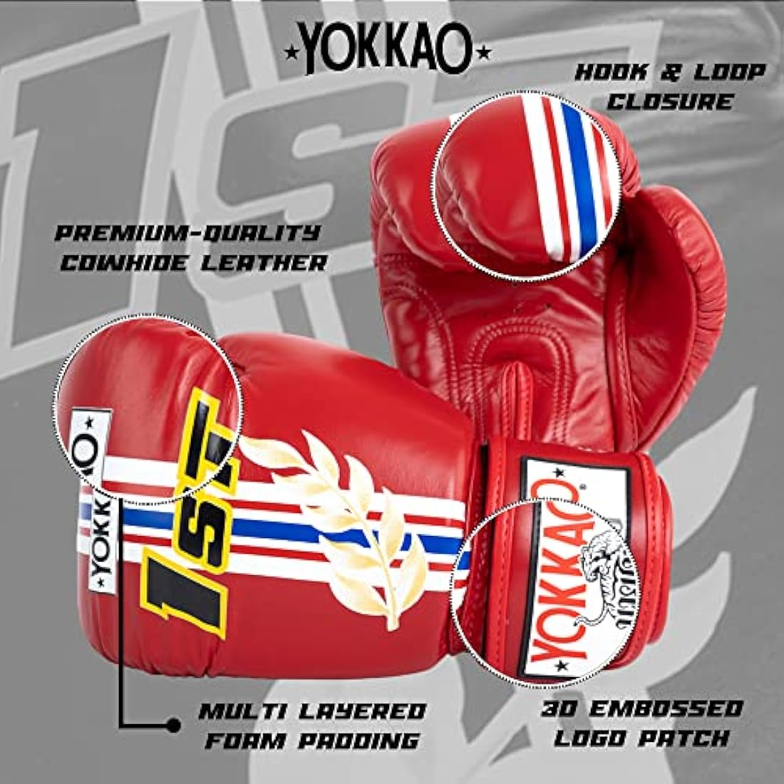 YOKKAO Design Breathable Muay Thai Boxing Glove | Premium Leather Training and Sparring Gloves for Men and Women | Winning Boxing Gloves | Punching Gloves