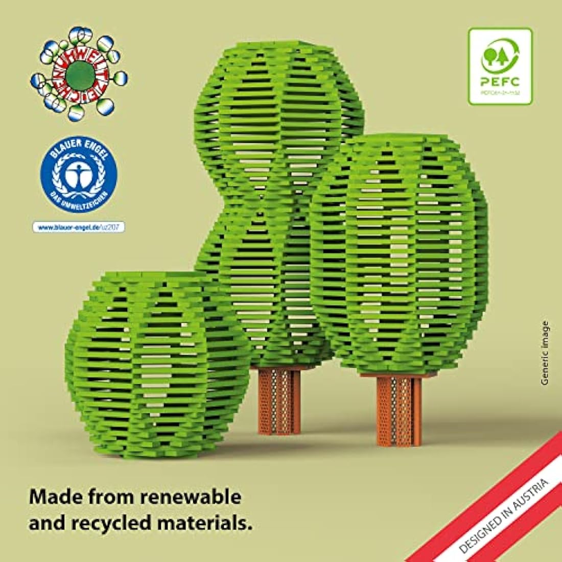 bioblo Sustainable Wooden Blocks Fun Box Multi Mix Pack of 200 | 100% Free from Plasticisers & Washable | No Staining or Chipping Due to Injection Moulding | Educational Toy 3 Years