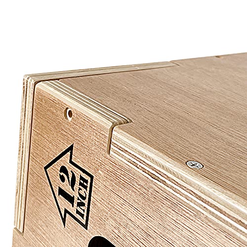 Jac & Mok Wooden Plyo Box - Non-Slip Plyometric Box for Jumping Exercise - Workout Step Platform, Heavy Duty (A. Wood Color - (16/14/12))