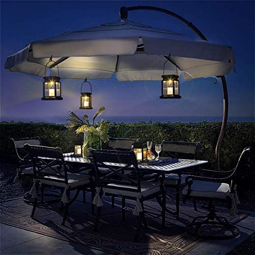 GIGALUMI Solar Hanging Lantern Outdoor, 8 Pack Solar Candle Lights with Stake for Garden,Patio , Lawn, Deck , Umbrella, Tent, Tree,Yard,Driveway(Warm White).