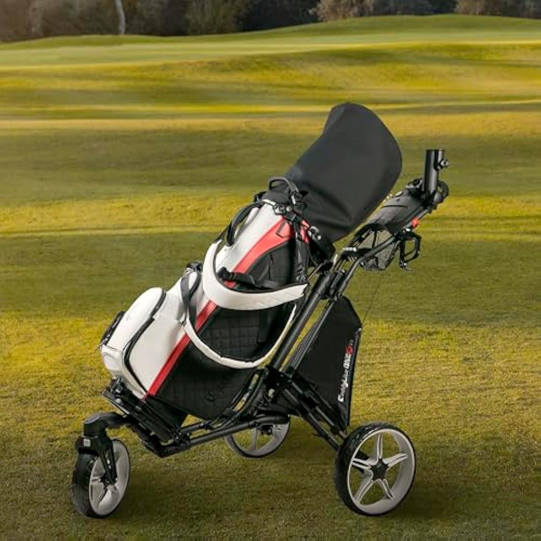 Caddytek Unisex Caddylite One - Swivel V8 Golf Push Cart Trolley, Blue