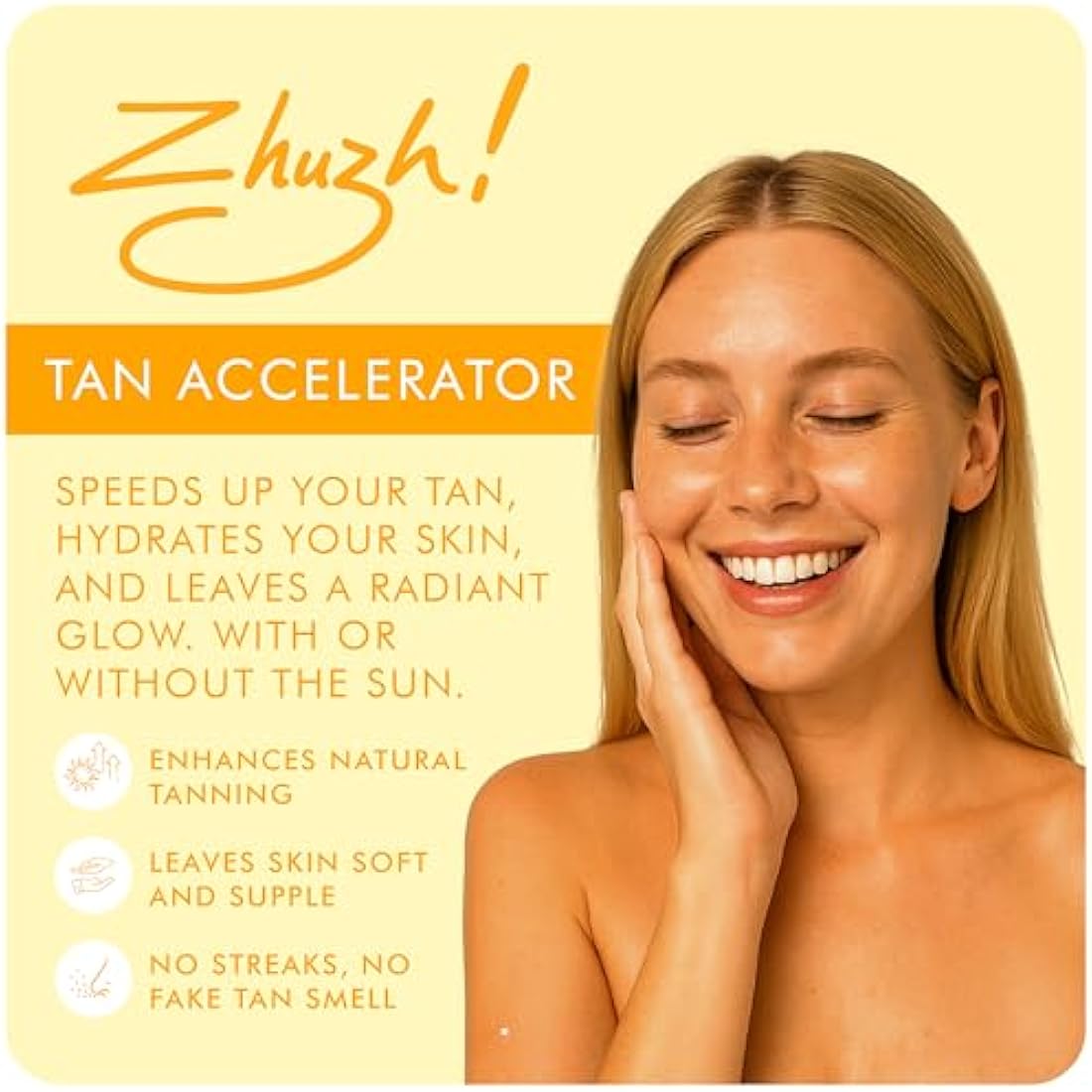 Zhuzh! Tan Accelerator Refill - Large Bottle with Shea Butter - Non Greasy Sun Cream Suitable for Sunbeds - Family-Friendly Tanning Accelerator for a Natural Glow