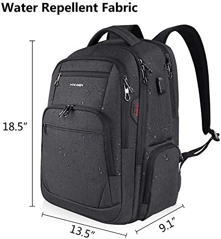 KROSER School Laptop Backpack 17.3 Inch Large Travel Computer Backpack Water-Repellent Daypack with USB Charging Port & Headphone Interface RFID Pockets