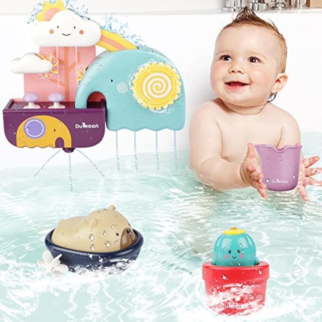 GILOBABY Baby Bath Toys Game, Shower Bath Toys for 1-3+ Year Olds, Waterfall Water Station with Cup