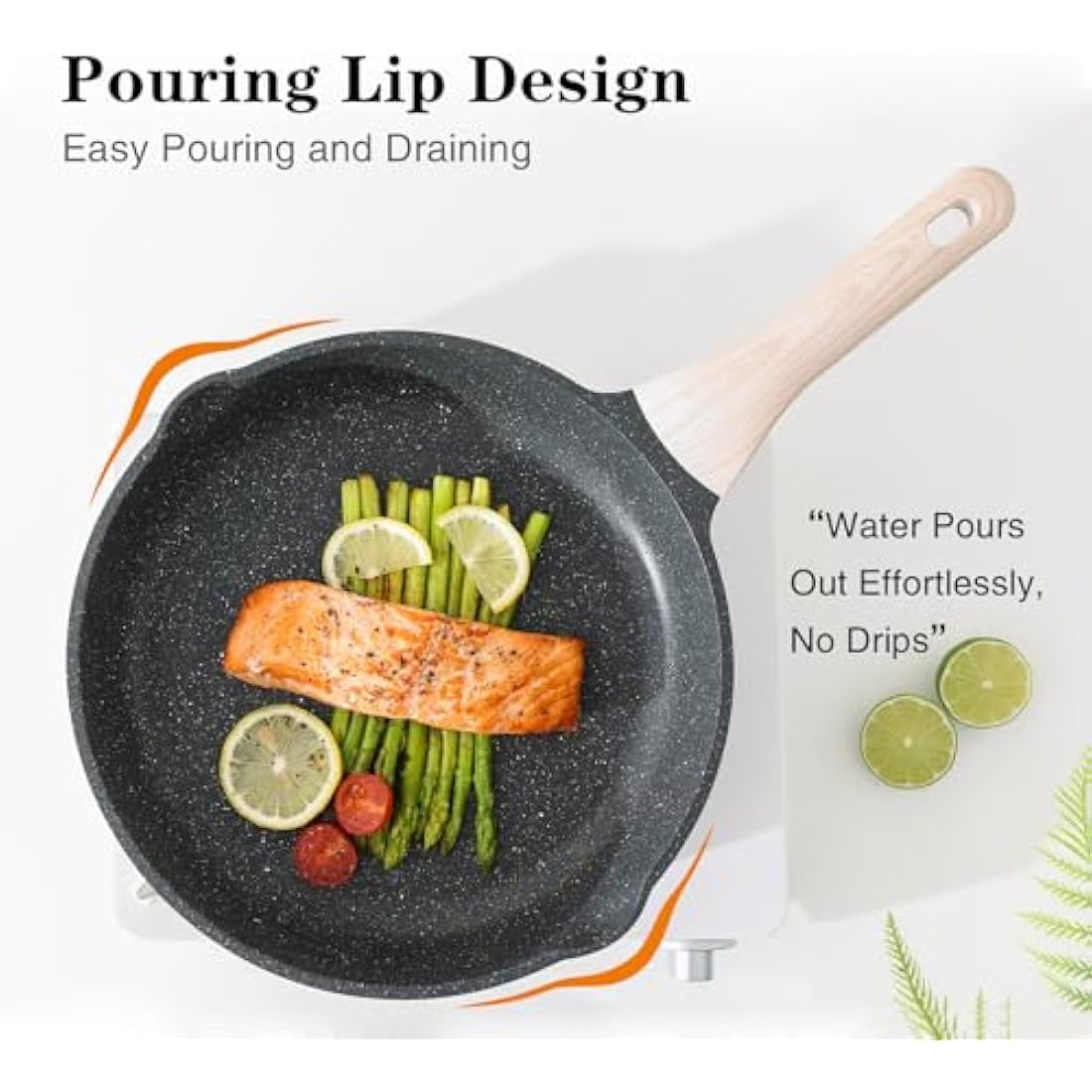 Kordisen Non Stick Frying Pans Skillet, 28 cm Granite Frying Pans Nonstick for Cooking, Healthy Induction Cookware, Heat Resistant Handle, PFOA Free