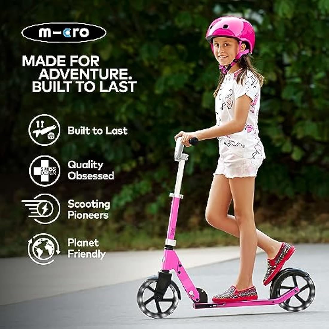 Micro Scooters | Cruiser LED Children's Scooter | Handlebar Adjustable | Lightweight | Light Up Wheels | Foldable | Kickstand | 6-12yrs | Boys & Girls