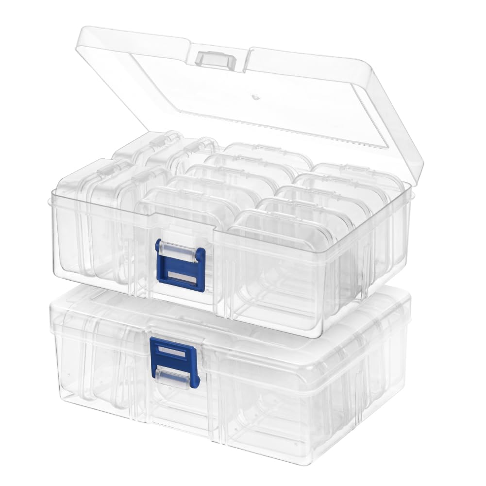 AUAUY Bead Organizer Box, 30Pcs Clear Plastic Storage Containers for Beads