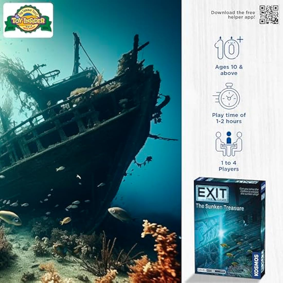 Thames & Kosmos - EXIT: The Sunken Treasure - Level: 2/5 - Unique Escape Room Game - 1-4 Players - Puzzle Solving Strategy Board Games for Adults & Kids, Ages 12+ - 694050