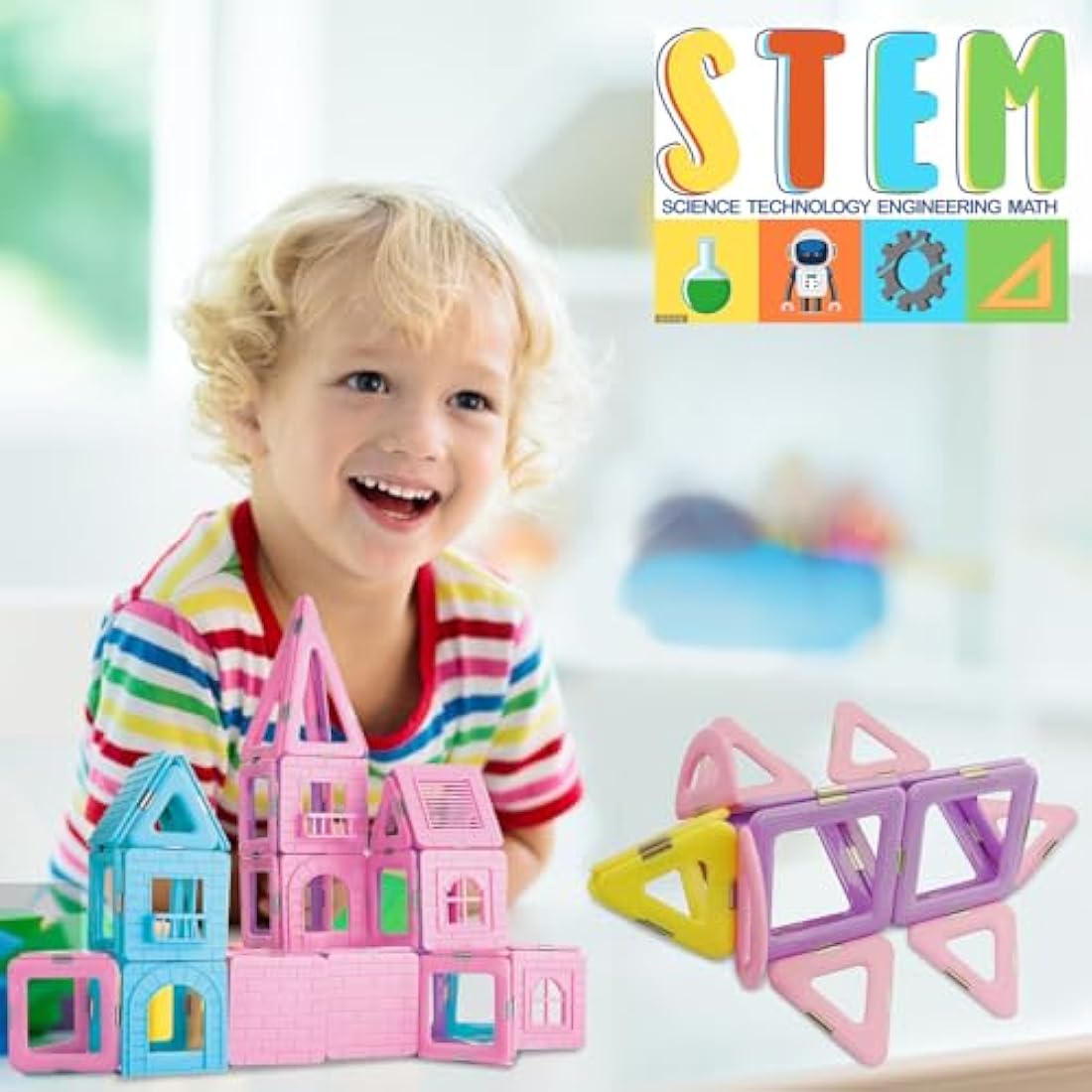 Magblock Magnetic Building Blocks,103 PCS Magnetic Tiles Set Magnet Toy for Kids Educational Construction Toys for 3 4 5 6 Years Old Boys and Girls